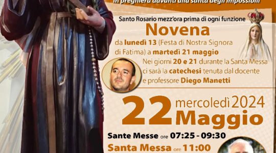 Festa di S. Rita: le celebrazioni in S. Paolo